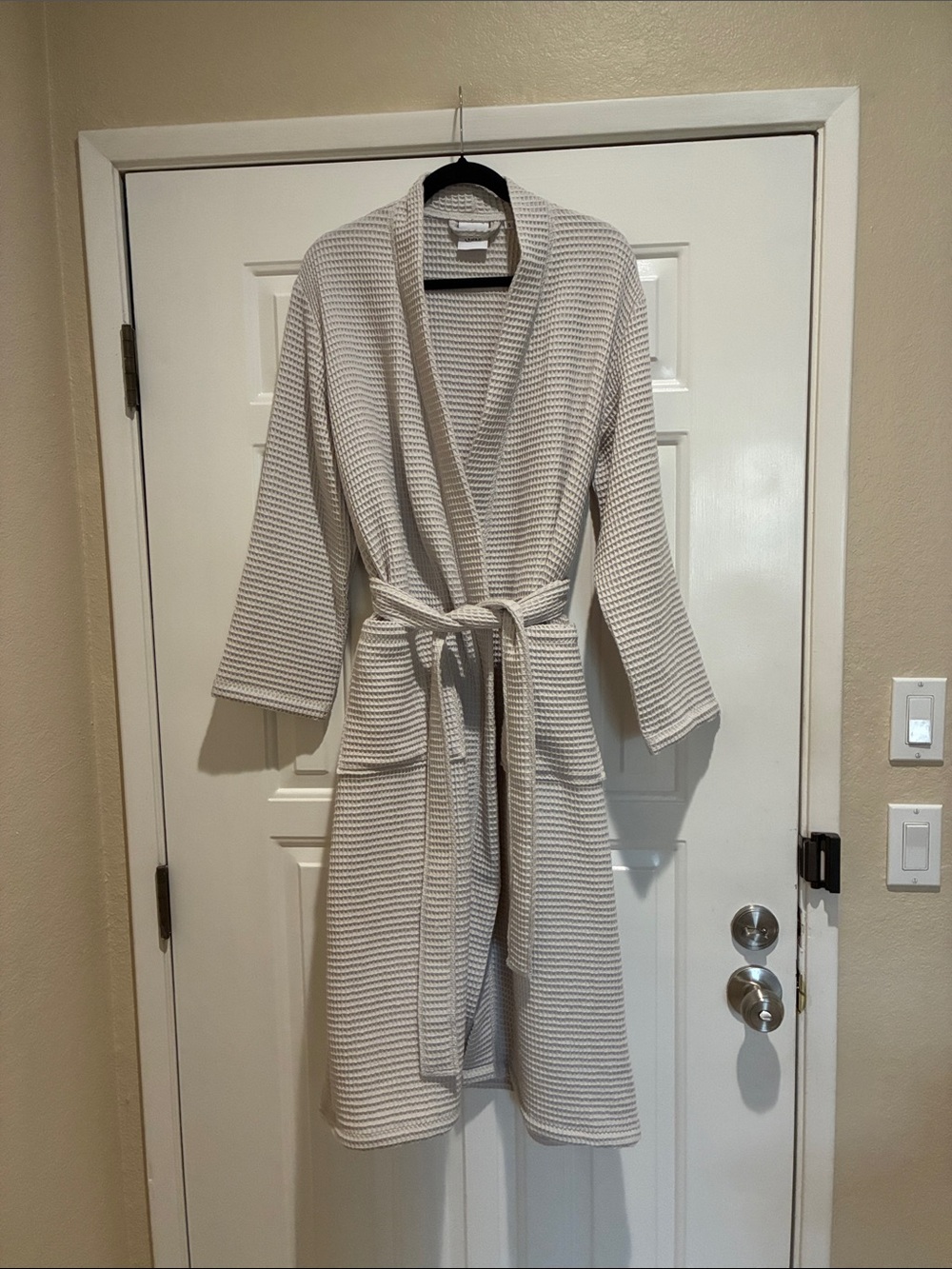 Quince Cream nwot organic cotton Waffle-Weave Robe with Tie Belt